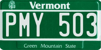 VT license plate PMY503