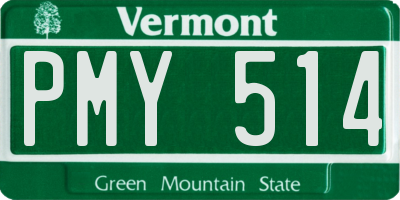 VT license plate PMY514