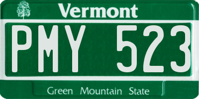 VT license plate PMY523