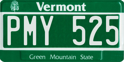 VT license plate PMY525