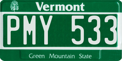 VT license plate PMY533