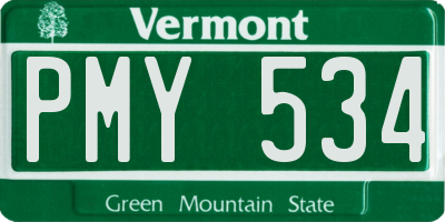 VT license plate PMY534
