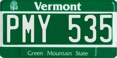 VT license plate PMY535