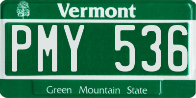VT license plate PMY536