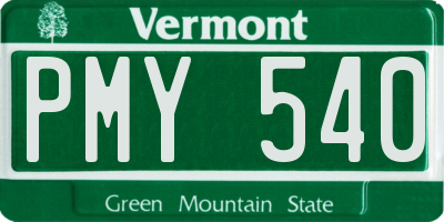 VT license plate PMY540