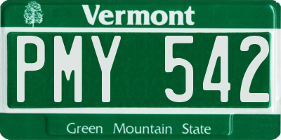 VT license plate PMY542