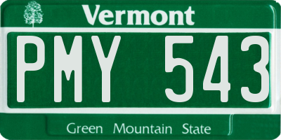 VT license plate PMY543