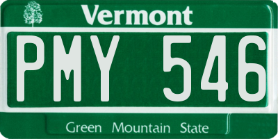 VT license plate PMY546