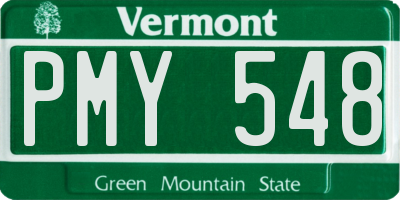 VT license plate PMY548