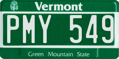 VT license plate PMY549