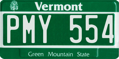 VT license plate PMY554