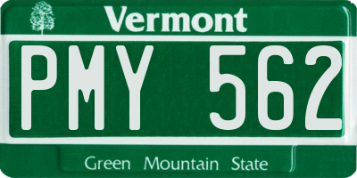 VT license plate PMY562