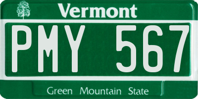 VT license plate PMY567