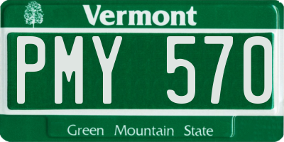 VT license plate PMY570