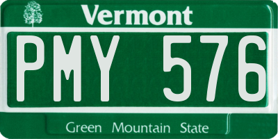 VT license plate PMY576