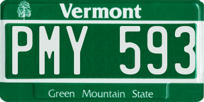 VT license plate PMY593