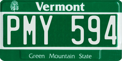 VT license plate PMY594