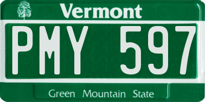 VT license plate PMY597