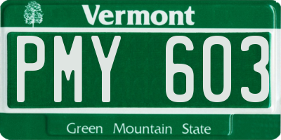 VT license plate PMY603