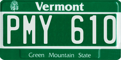 VT license plate PMY610