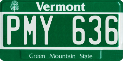 VT license plate PMY636