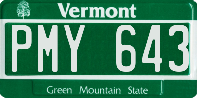 VT license plate PMY643