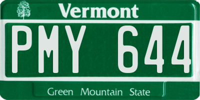 VT license plate PMY644