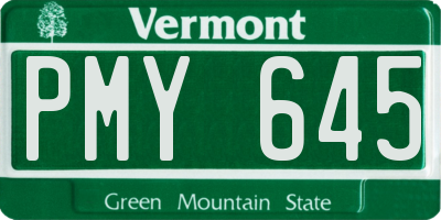 VT license plate PMY645