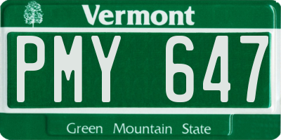 VT license plate PMY647