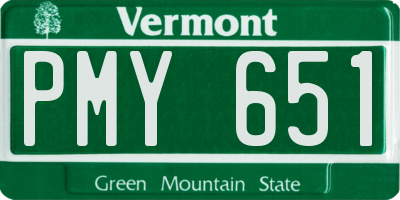 VT license plate PMY651