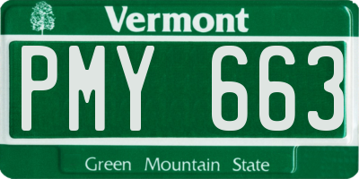 VT license plate PMY663