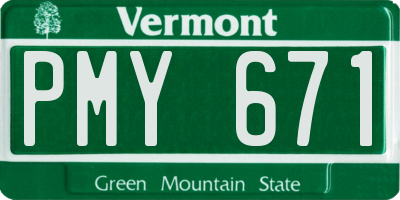 VT license plate PMY671