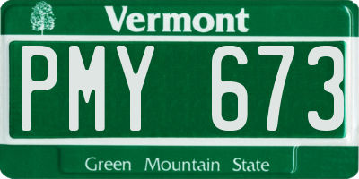 VT license plate PMY673