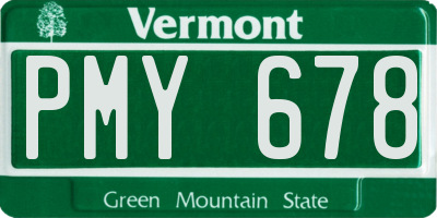 VT license plate PMY678