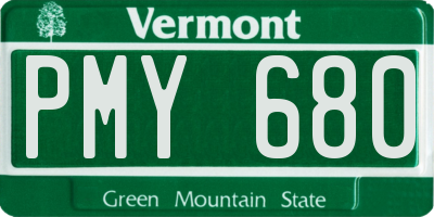 VT license plate PMY680