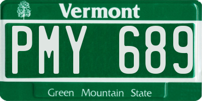 VT license plate PMY689