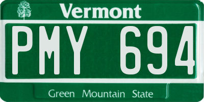 VT license plate PMY694