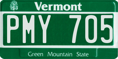VT license plate PMY705