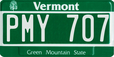 VT license plate PMY707