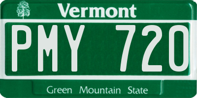 VT license plate PMY720