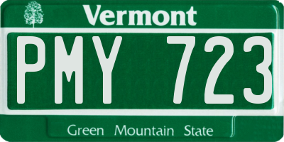 VT license plate PMY723