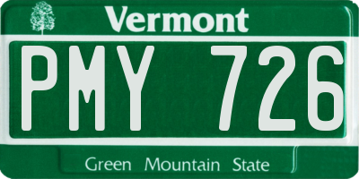 VT license plate PMY726