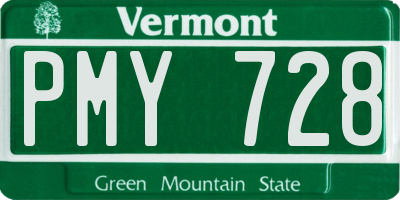 VT license plate PMY728