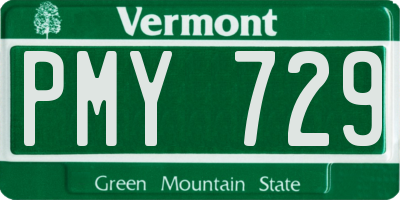 VT license plate PMY729