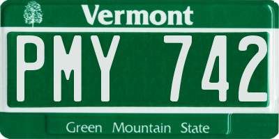 VT license plate PMY742