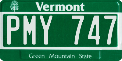 VT license plate PMY747