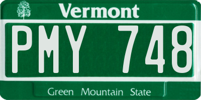 VT license plate PMY748