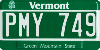 VT license plate PMY749