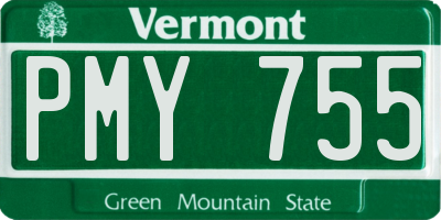 VT license plate PMY755