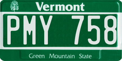 VT license plate PMY758